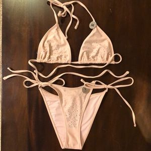 Forever 21 Blush/Light pink rhinestone/gem bikini